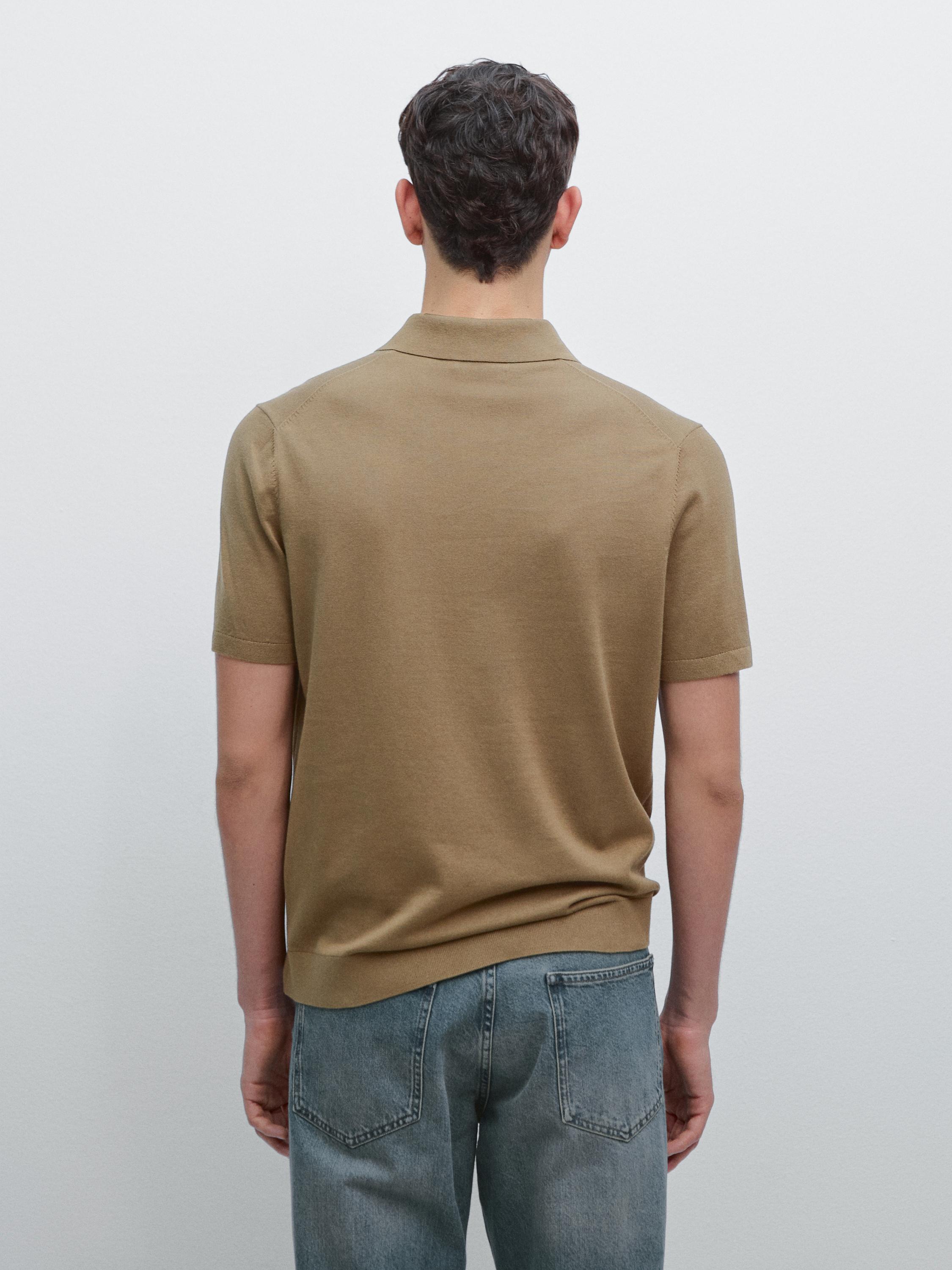 Short sleeve cotton knit polo shirt